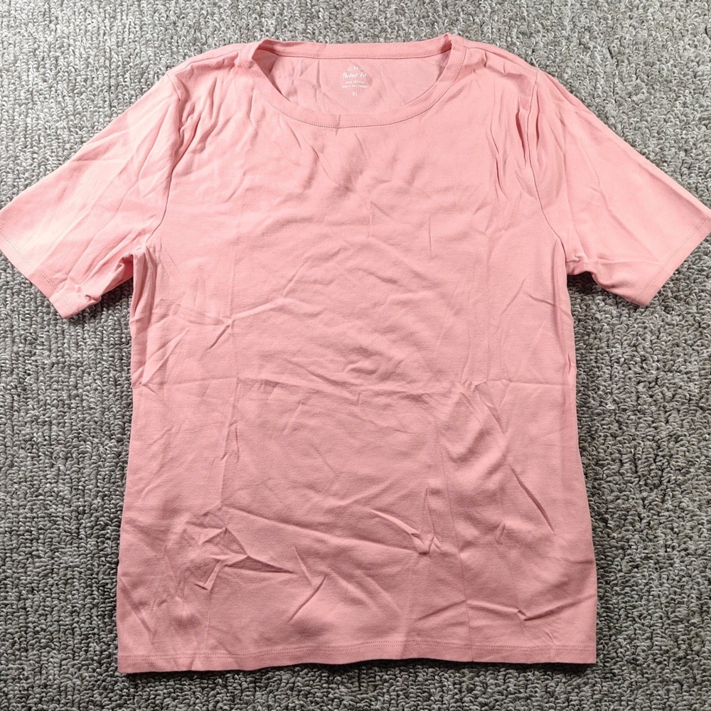 J.Crew Perfect Fit Tee Pink Short Sleeve Cotton Preppy Women XL
